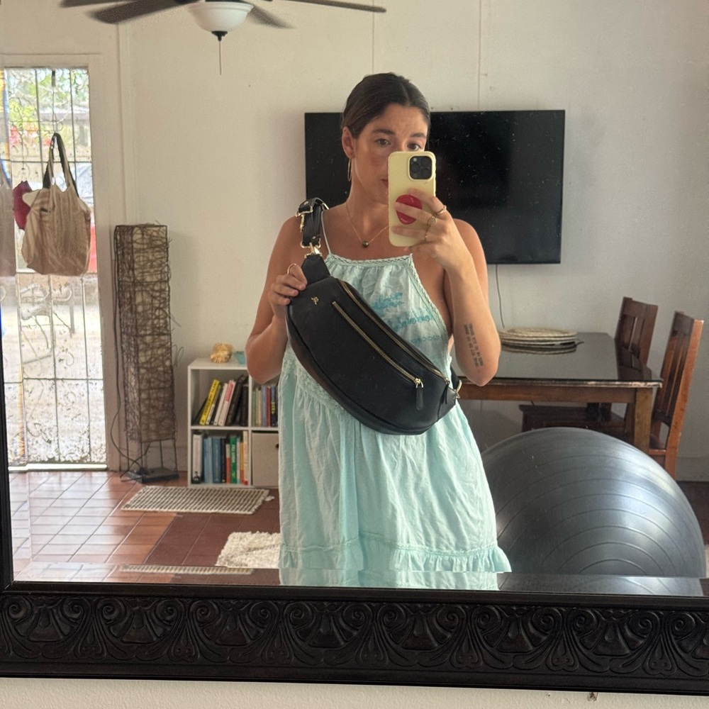 Black Leather Crossbody Belt Bag - Versatile Everyday Carry